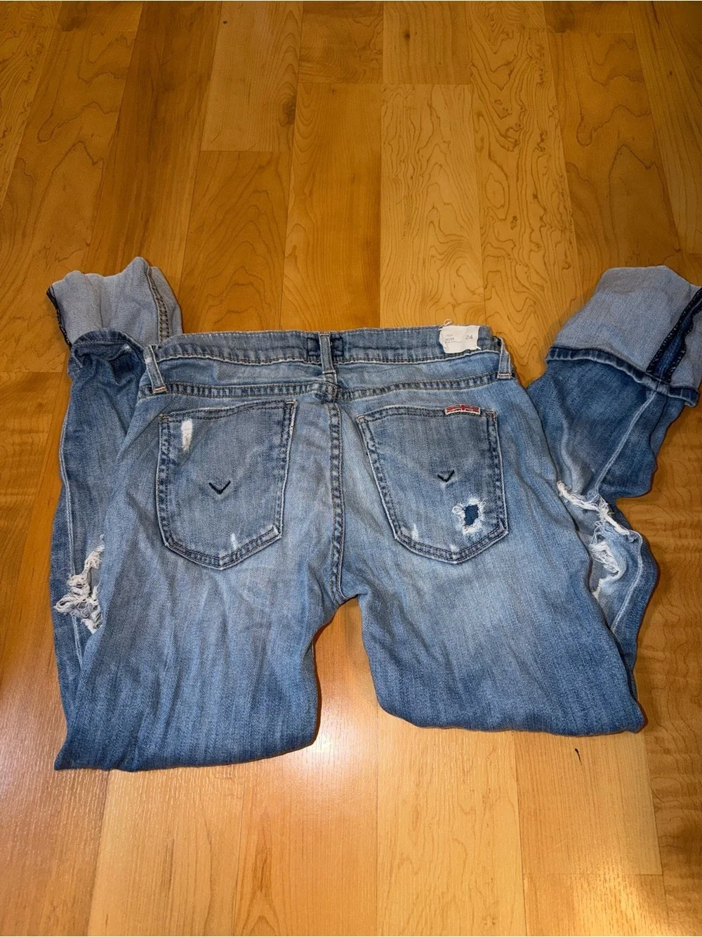 Hudson Jeans Light Blue Distressed Cuffed Capris
